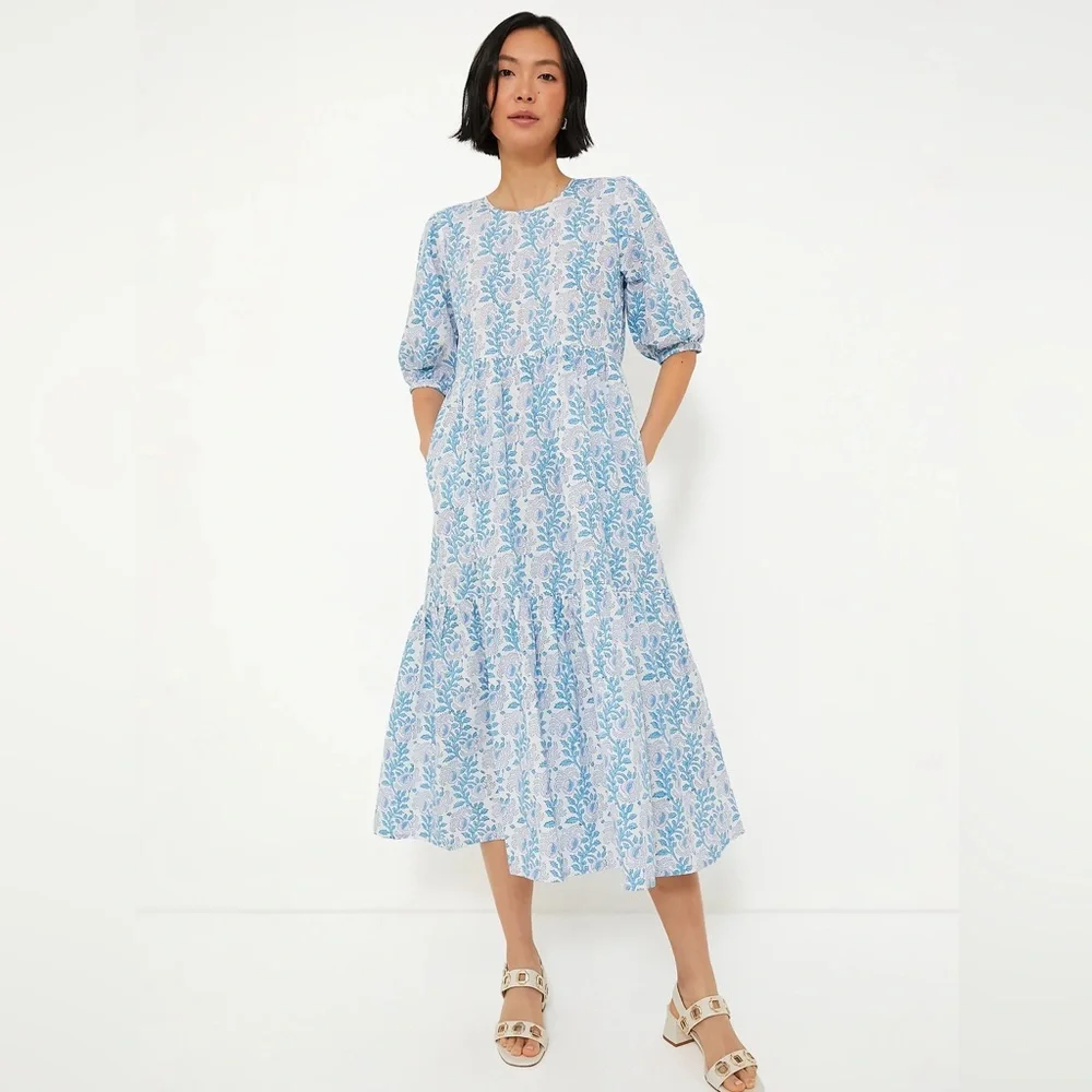 SZ BLOCKPRINTS Tuckernuck Lavender and Cornflower Blue Gaia Dress - Picture 1 of 14